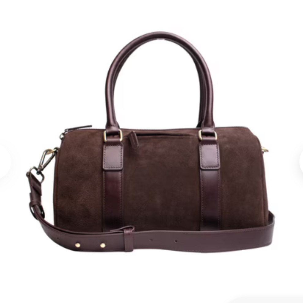 Andar Espresso Brown Suede Camden Handbag - New